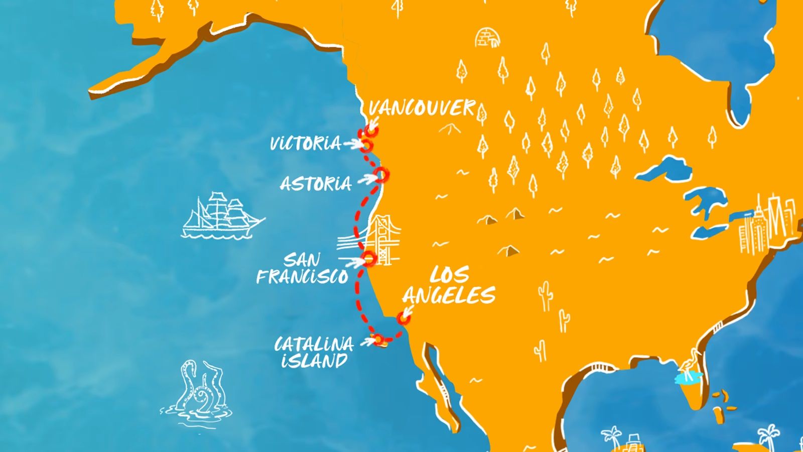 From Cali to Canada Itinerary Map