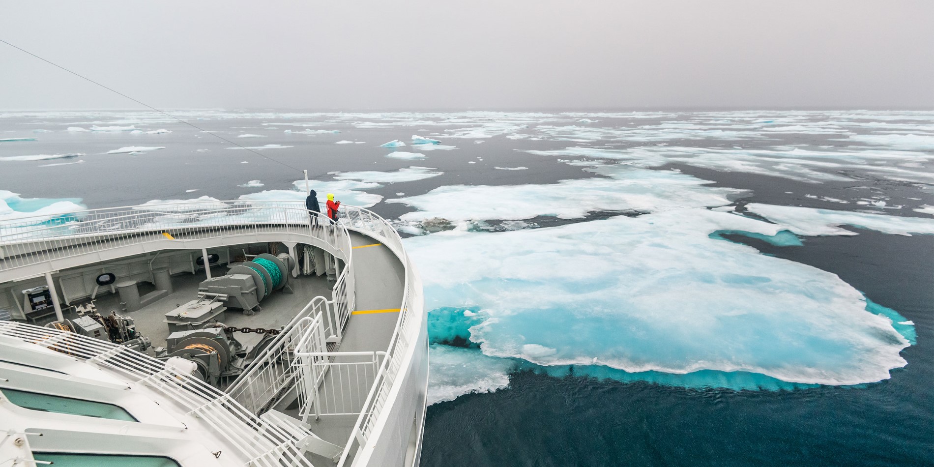 View of drift ice from the bow of MS Spitsbergen - Photo Credit: Karsten Bidstrup